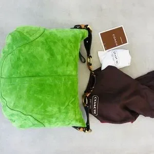 Coach | Bags | Coach Vivid Green Suede Handbag | Poshmark